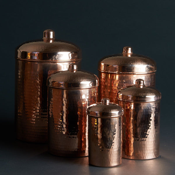 Copper Kitchen Canisters - Complete 5 piece Set - wholesale-sertodo