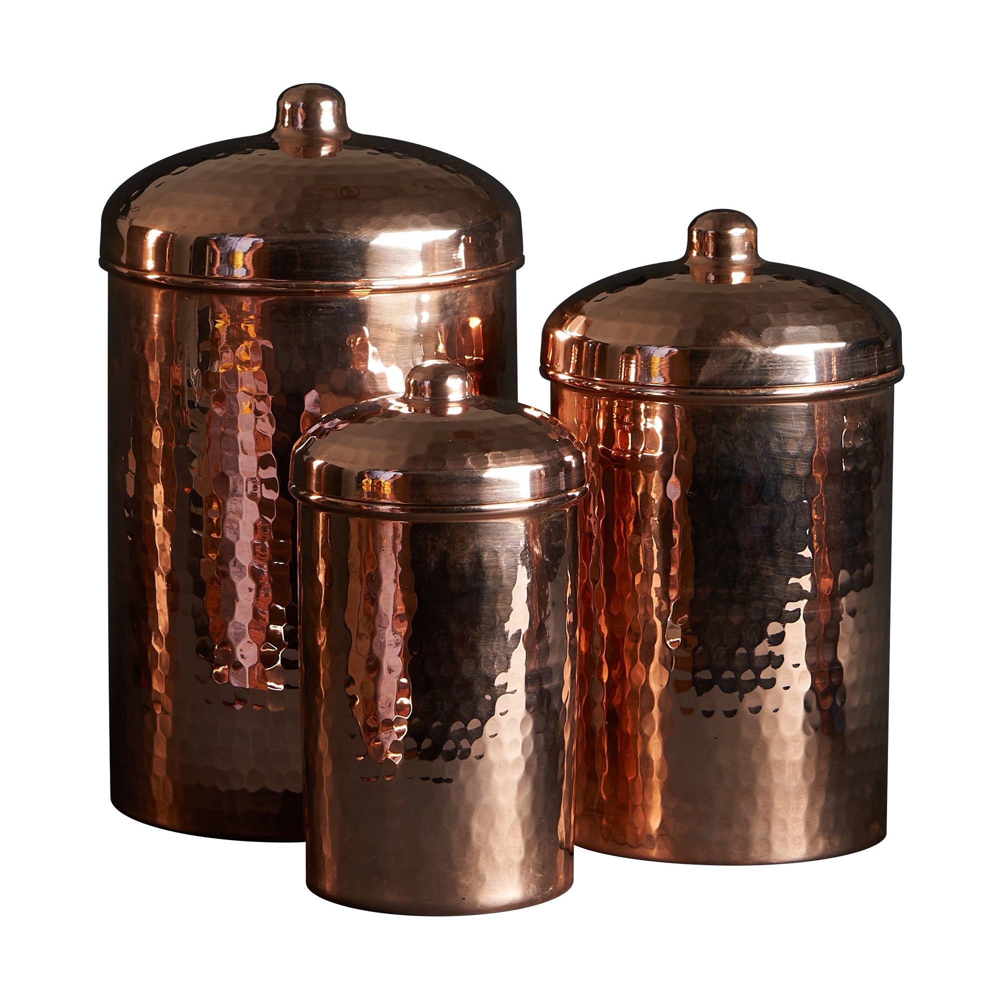 Copper Kitchen Canisters - Small Set, 3 Pieces